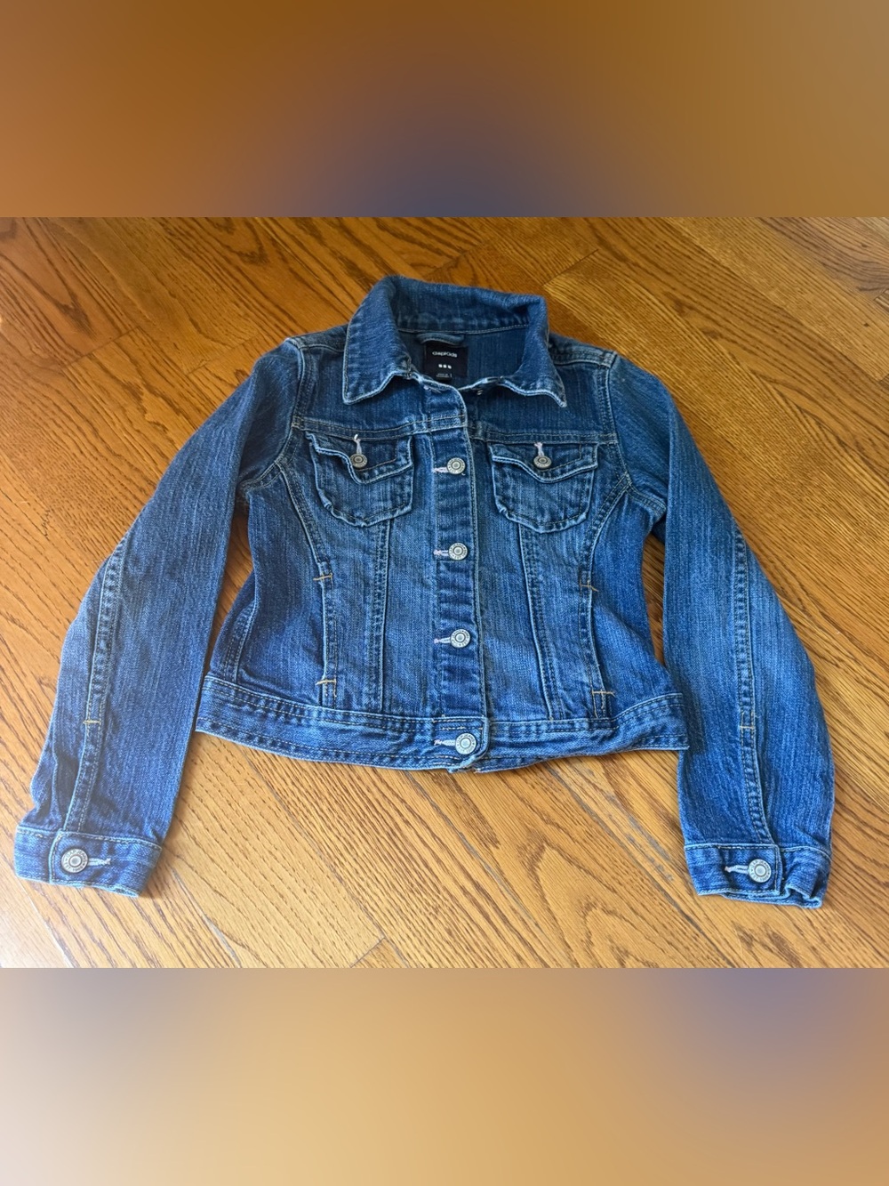 GapKids Girls Denim Jean Jacket Size S Trucker Snap Button Dark Wash